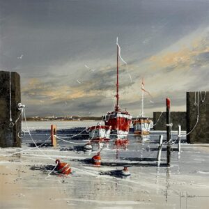 harbour life acrylic painting of boat