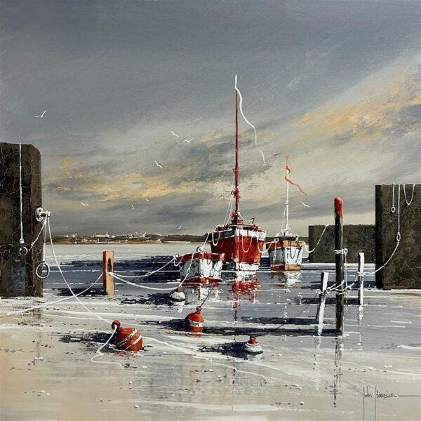 harbour life acrylic painting of boat