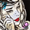 pop art drawing of crying girl