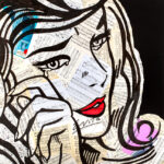 pop art drawing of crying girl