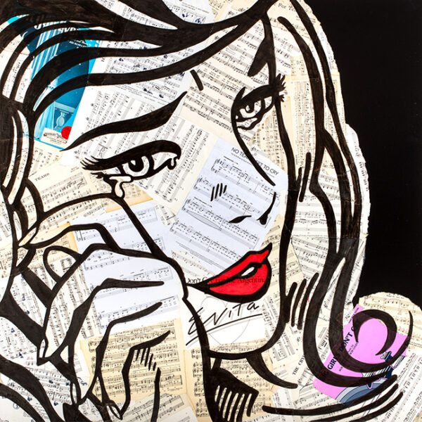 pop art drawing of crying girl
