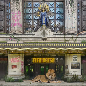 Selfridges shop front with lion