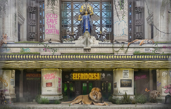Selfridges shop front with lion