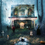 Halloween graveyard scene