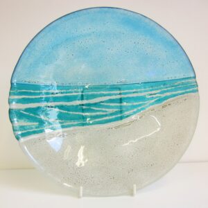 textured glass bowl with seascape decoration