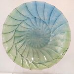 textured glass bowl with spiral design