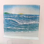 seascape with sunrise textured glass
