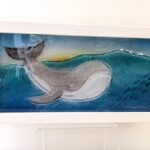 Whale plaque textured glass