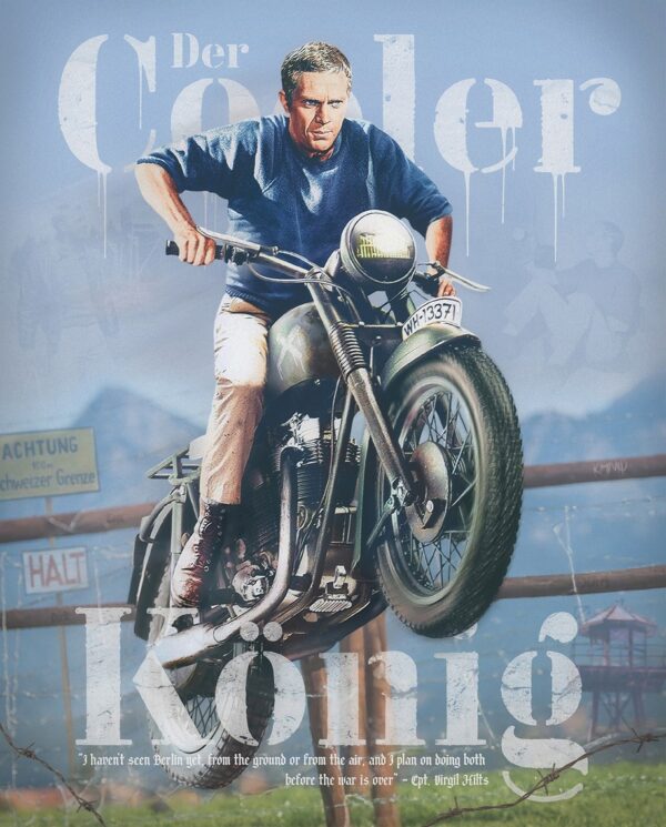 Steve McQueen riding motorbike from the film 'The Great Escape'