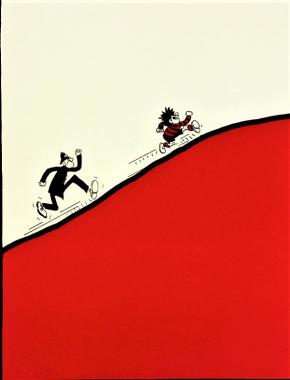 Dennis being chased uphill Dennis the Menace Uphill Chase
