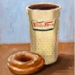 Krispy Kreme donut with coffee