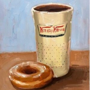 Krispy Kreme donut with coffee