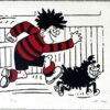 Dennis and Gnasher run. from their first front page.